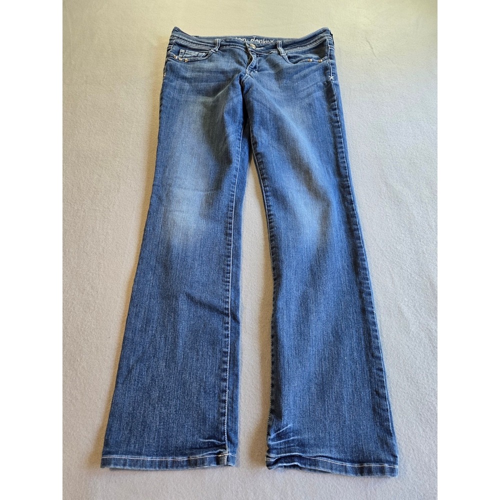 Ten Denim USA Bootcut Jeans Womens 10 Blue Angel Wing Embellished Studded Y2K - Picture 9 of 9